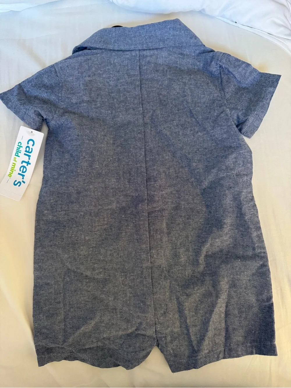 Carter's Chambray Short-Sleeve Button Romper in Blue